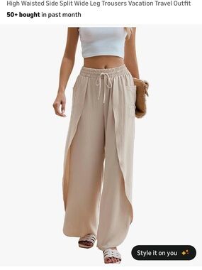 BMJL Flowy Boho Beach Palazzo Pants NWT Beige XL